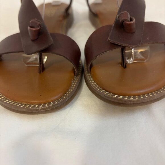 Franco Sarto Glenni Dark Brown Leather Strappy Thong Slingback Sandal Size 7M - Picture 4 of 11